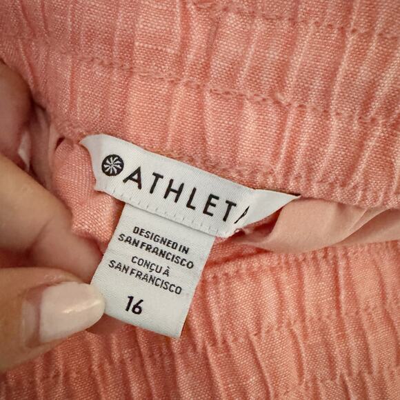 ATHLETA Retreat Linen Wide Leg Pants Peach Sunset 16 - Picture 10 of 12